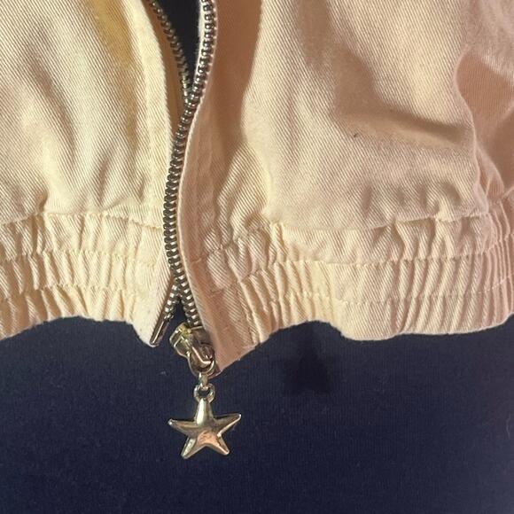 Vtg Yellow Star Celestial Studded Zip Front Relaxed Boho Bomber Jacket Womens S - Picture 6 of 7